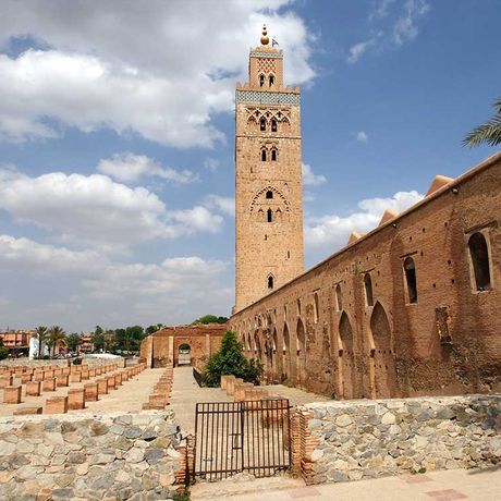 Blick auf das Minarett der Koutoubia Moschee