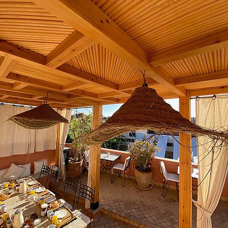 Riad Magellan Galerie Frühstück auf der Dachterrasse