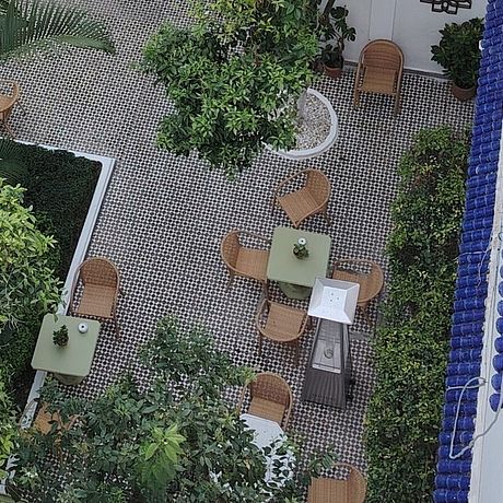 Blick von oben in den Patio
