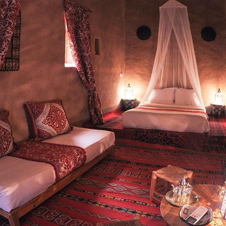 Oasenlodge Dar Sofar Standardzimmer Sherazade Blick in das Standardzimmer Sherazade der Oasenlodge Dar Sofar